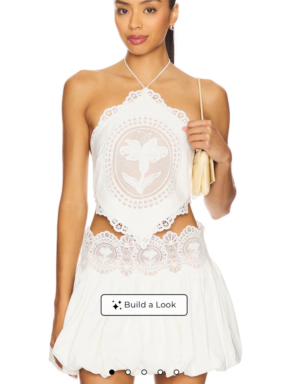 Retrofete summer top White Crochet Lace Halter Mini Dress